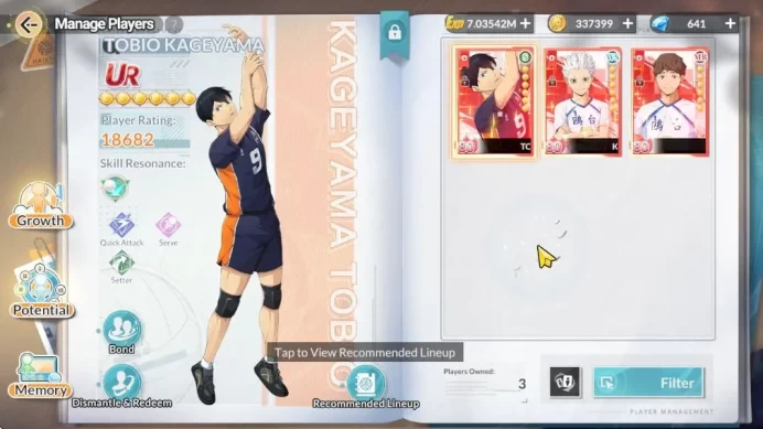 SEA Lv55|3SP[Tsukishima,Kuroo,Kenma]+Memo 3UR[Tobio,Hoshiumi,Hirugami]+Memo 16SSR[(TanakaR2,OjiroR4)+memoYuji]Log Goggle|HFH1024