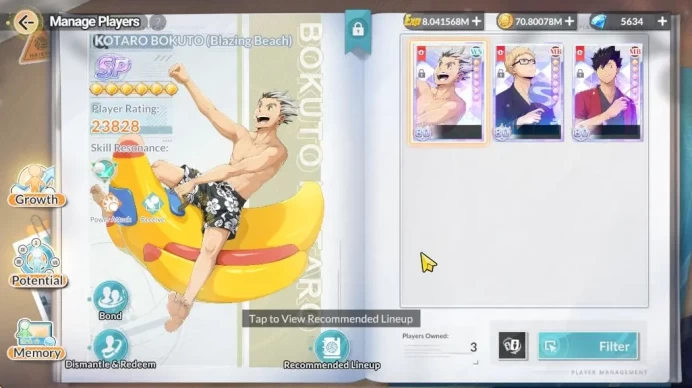 SEA Lv60|3 SP [(Kuroo,Bokuto)+MemoTsukishima] 6 UR [Toru,Ushijima,SakusaR2,HoshiumiR2,Motoya,Sachiro]+Memo 9 SSR|Goggle|HFH1023