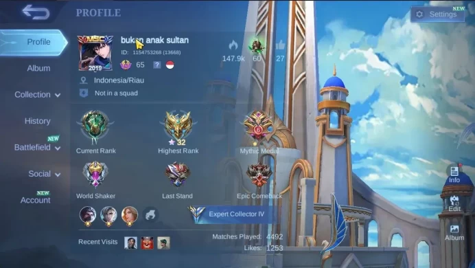 Hero 96|Skin 128|High Honor 32|CC Natalia,LB[Harith,Tigreal],SABER[Freya,Cyclops],DT Lance,YSS Epic|Take Mail|Check SS(MLBB2187)