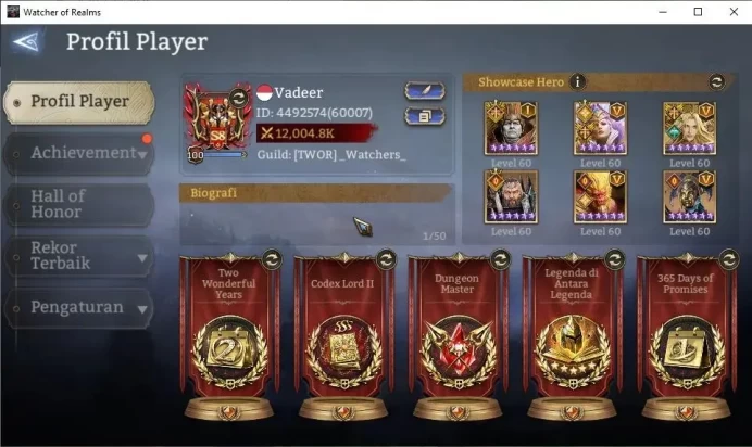 GLOBAL 60x|12M Power|15 Lord[IngridA5,PraetusA1,Ezareth,Etc]|102 Legend[Lady AlexA5+Skin,WukongA5,DiaochanA1,Etc]|(WOR1187)