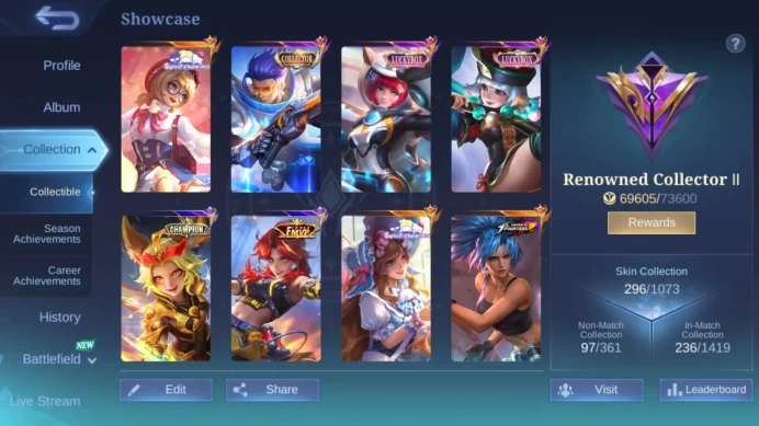 Hero 131|Skin 296|KOF Karina|CC Granger|Sanrio Angela Floryn|Saint Seiya Badang|Champion Joy|FMVP Beatrix ML845B