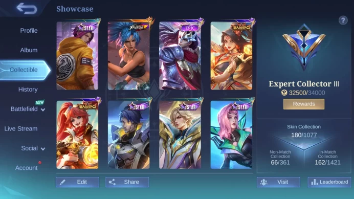 Hero 124 | Skin 180 | KOF Karina | Blazing Layla , Esmeralda | Dragontamer Masha | Epic Harley+Irithel+Lancelot ML851B
