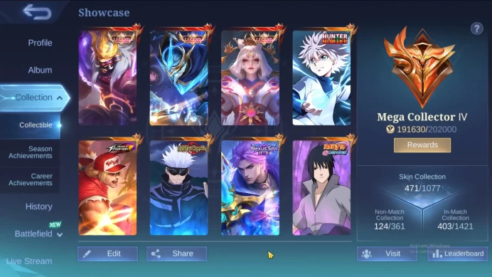 Hero 131|Skin 471|Legend Franco Gusion Lunox|HXH Harith|KOF Aurora Guin Paquito|JJK Xavier|11.11 Nolan ML863B