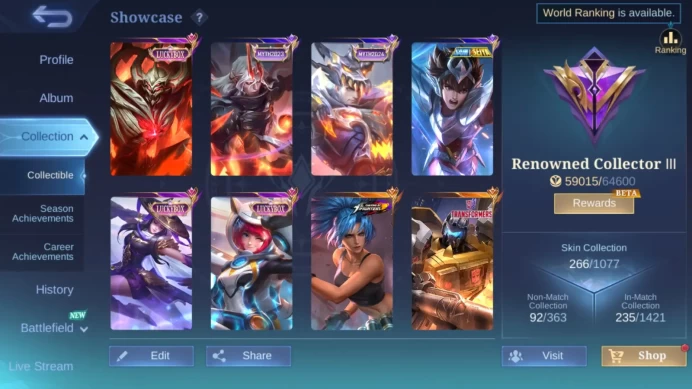 Hero 131|Skin 266 KOF Karina|Transformers Roger|Mworld Wanwan|Saint Seiya Badang|Meow Julian|Luckybox Kimmy Fanny ML877B