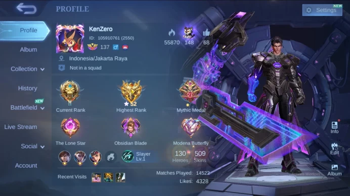Hero 130|Skin 509|Legend Miya Alucard|Aspirants Layla Ruby Fanny|KOF Aurora Gusion|Kungfu Panda Akai|11.11 Thamuz Xborg ML894B