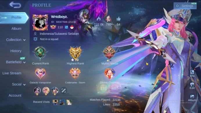 Hero 131|Skin 487|Legend Saber Lunox Freya|Aspirants Fanny Change|Prime Claude Yu Zhong|KOF Valir|CC YSS|Clouds Kagura ML896B