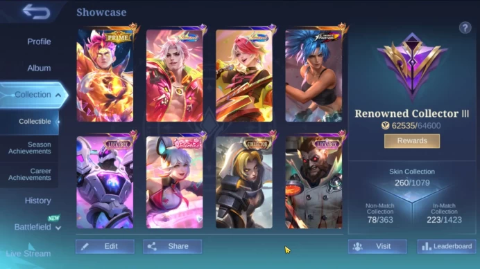 Hero 131|Skin 260|Prime Claude|Luckybox Roger Uranus|Sparkle Fredrinn|Valentine Fanny|Dtamer Ling|Blazing Aldous Claude ML906B