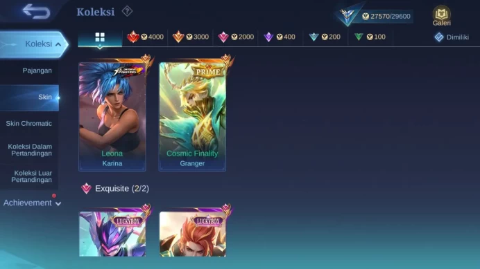 Hero 49 Skin 89 | Prime Granger | KOF Karina | Luckybox Claude, Karrie | Zodiac Aurora | Lightborn Harith ML1419B
