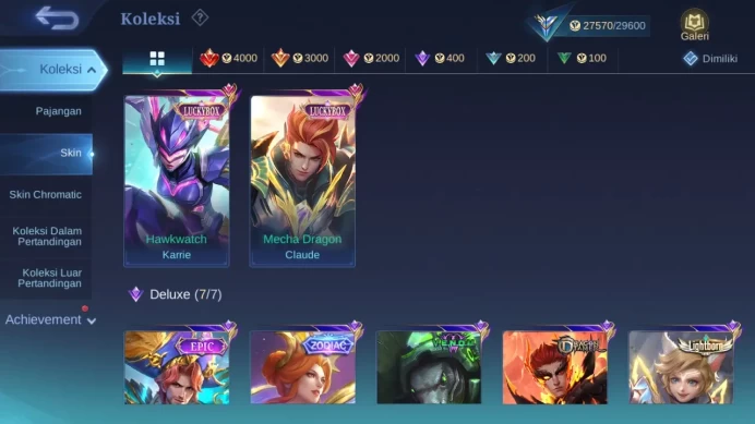 Hero 49 Skin 89 | Prime Granger | KOF Karina | Luckybox Claude, Karrie | Zodiac Aurora | Lightborn Harith ML1419B