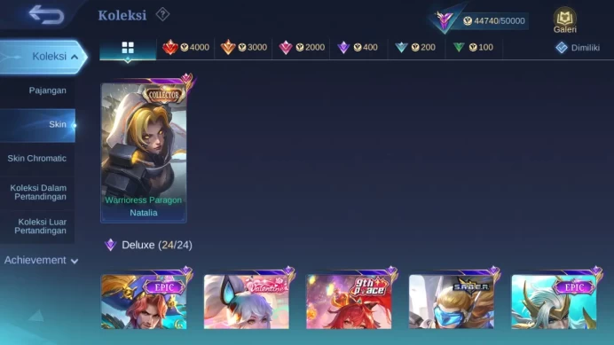 Hero 100 Skin 173 | Prime Granger | KOF Karina | Zodiac Hilda, Aurora | Seiya  Badang | Epic Clint check ss ML1422B