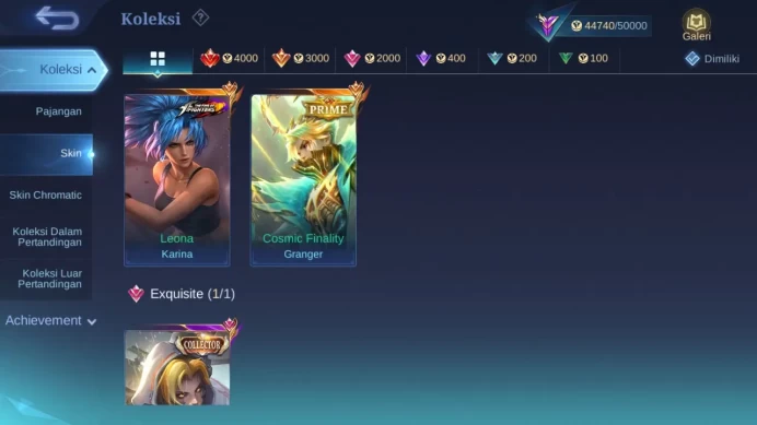 Hero 100 Skin 173 | Prime Granger | KOF Karina | Zodiac Hilda, Aurora | Seiya  Badang | Epic Clint check ss ML1422B