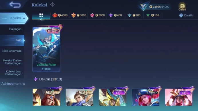 Hero 78 Skin 132 | Starwars Kimmy | Prime Yuzhong | Luckybox Franco | Lightborn Alucard, Tigreal check ss ML1424B