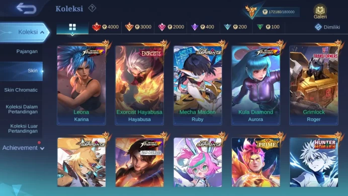 Hero 132 Skin 491 | Legend Franco, Freya | EXO Hayabusa | Sasuke | HXH Harith | CC Ling | Aspirant Ruby, Lesley, Change ML1430B