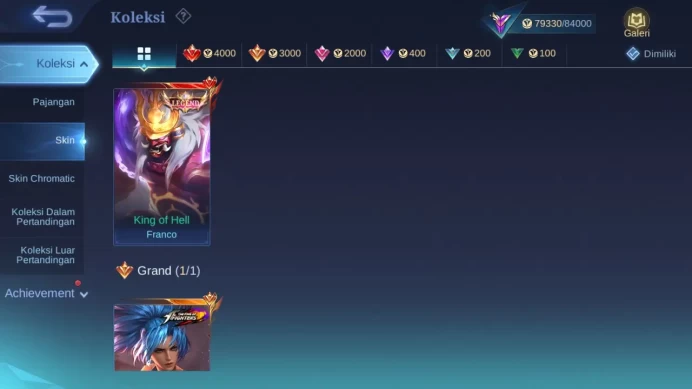 Hero 131 Skin 353 | Legend Franco | Stunt Chou, Brody | Luckybox Selena | Zodiac Helcurt | KOF Karina check ss ML1437B