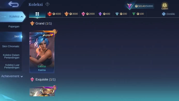 Hero 131 Skin 250 | KOF karina | CC Natalia | Dtamer Valir | Seiya Badang | Epic Lance, Harley | 11k starlight fragment ML1440B