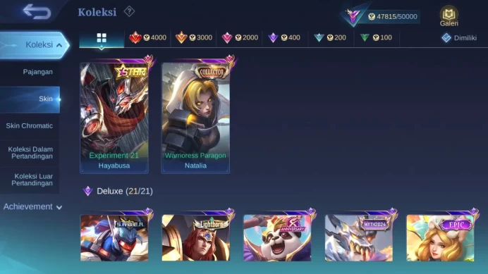 Hero 128 Skin 229 | KOF Karina | Annual Haya | CC Natalia | Dtamer lance, Estes, Ling | Lightborn Harith, Tigreal ML1443B
