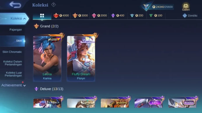 Hero 62 Skin 84 | KOF Karina | Sanrio Floryn | Lightborn Alucard, Granger | Dtamer Masha, Estes | Epic Bane, Irithel ML1452B