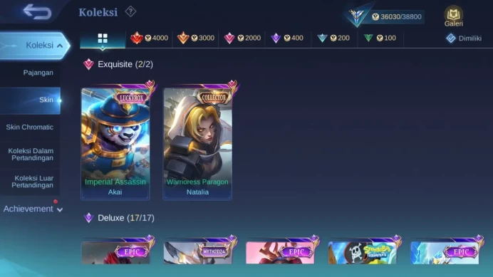 Hero 124 Skin 186 | Luckybox Akai | CC Nata | Valentine Claude | Seiya Badang | Epic Terizla, Lance, Balmond Check SS ML1456B