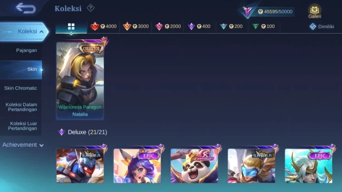 Hero 132 Skin 219 | KOF Karina | Transfor Roger | CC Nata | Dtamer Valir, Kimmy, Estes | Valentine Claude | Gaara ML1463B