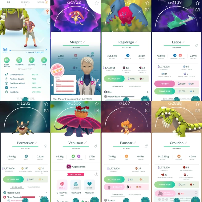 2207 Level 56 Mimikyu100 Shundo Mesprit Mesprit100 Shiny Shadow Latios x2 Shiny Groudon