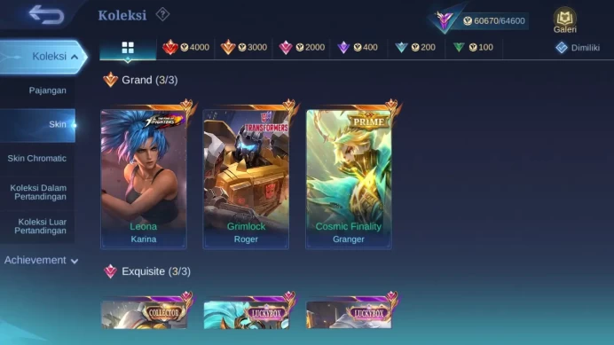 Hero 127 Skin 248 | Prime Granger | Luckybox Lesley, Alpha | Zodiac Karina | Create Luoyi | Valentine Fanny check ss ML1468B
