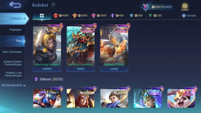Hero 127 Skin 248 | Prime Granger | Luckybox Lesley, Alpha | Zodiac Karina | Create Luoyi | Valentine Fanny check ss ML1468B