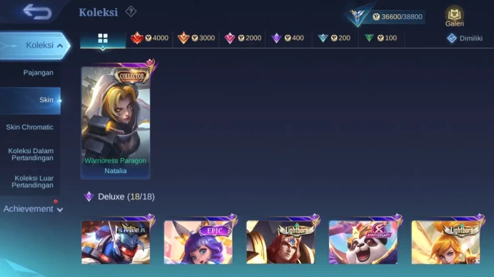 Hero 127 Skin 178 | Mworld Ling | KOF Karina | CC Nata | Dtamer Lance, Masha | Lightborn Fanny, Tigreal check ss ML1472B