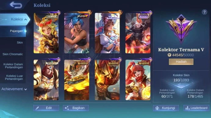 hero 100+, Skin 193 | San rio florin,dragon ling,venom gusion,dragon ling,champion joy,LB granger,summer freya,ML1475B