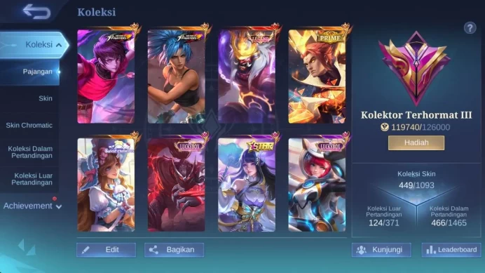 Hero 132, Skin 440+ | legend franco,KOF dyrroth,Prime yuzhong,LB(Hayabusa,lesley,kimmy),zodiac(mino,aurora,odette,lance,ML1477B