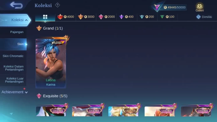 Hero 127 Skin 226 | CC Aldous | Luckybox Lance, Ruby, Leomord, Claude | Stunt Selena | KOF Karina check ss ML1493B