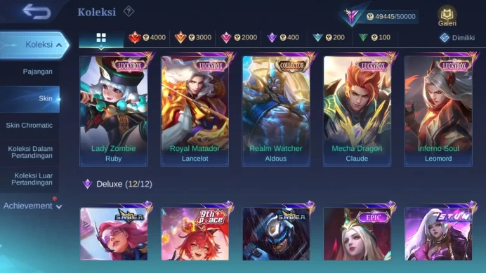 Hero 127 Skin 226 | CC Aldous | Luckybox Lance, Ruby, Leomord, Claude | Stunt Selena | KOF Karina check ss ML1493B