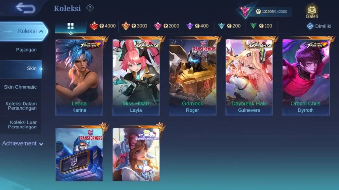 Hero 132 Skin 440 | Legend Freya | Collector Ling, YSS, Pharsa | KOF Dyrroth | Aspirant Guin, Layla | 3 Luckybox ML1497B