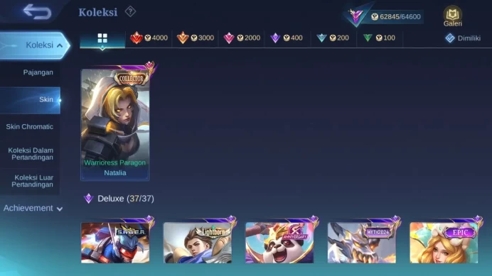 Hero 131 Skin 303 | Zodiac Lance | KOF Karina | CC Nata | Lightborn Alucard | Seiya Badang check ss ML1499B