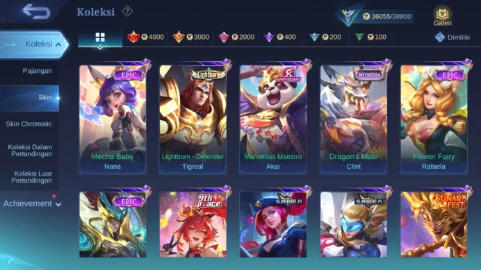 Hero 119 Skin 178 | CC Natalia | Lightborn Granger, Tigreal | Dtamer Kimmy, Valir | Lunar Sun check ss ML1511B