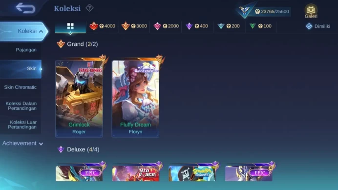 Hero 90 Skin 111 | Transformers Roger | Hallowen Leomord | Sanrio Floryn | Epic Khufra, Zilong | Spongebob ML1513B