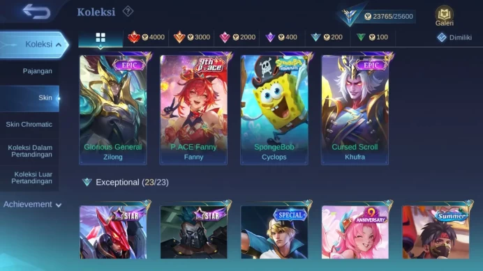 Hero 90 Skin 111 | Transformers Roger | Hallowen Leomord | Sanrio Floryn | Epic Khufra, Zilong | Spongebob ML1513B