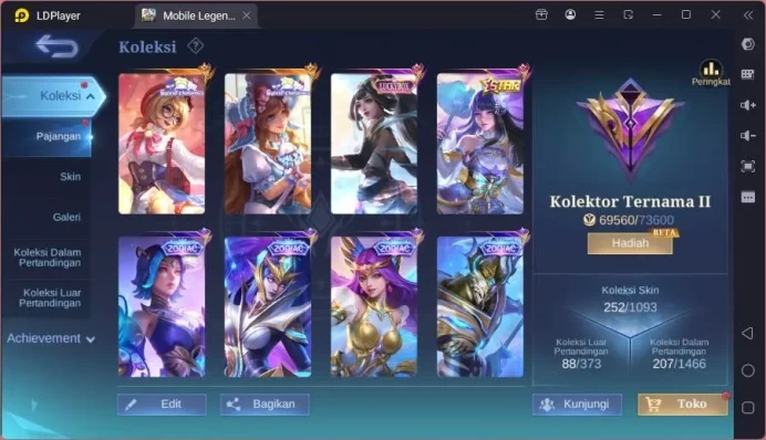 Hero 124|Skin 252|Sanrio Angela+Floryn,Lucky Hayabusa+Guinevere,Annual Gord+Kagura,9 Zodiac,etc|Check SS|ML1523B