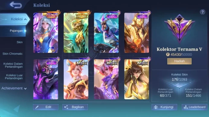 Hero 100 skin 176 Vexana Zenith, Prime granger, Valentine fanny, Venom GS, D tamer Kimmy, Lborn harith, Dtamer ling ML1526B