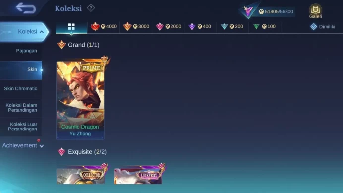 Skin 215, Hero 120 | Prime YZ, LB lance, Venom grock, Zodiac HC, Dtamer ling, Summer freya, Create granger, Mpl Wanwan ML1527B