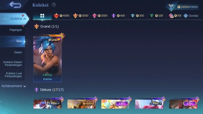 skin 133 hero 86. KOF karina, Lborn granger, Venom dirroth, Christ freya, summer kagura, create granger, special ling ML1536B