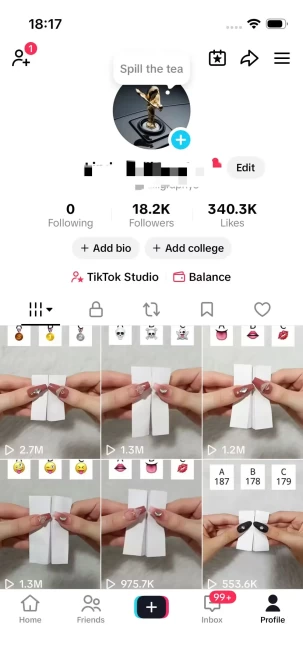 Instanly Delivery/ Monetized 18K Real Followers+340K Real Likes Account/ Creator Rewards Program Activated/ Full Access