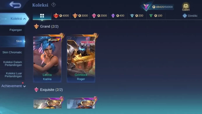 Skin 196, Hero 125 CC YSS, Lborn alucard, Venom GS, Valentine claude, Champion joy, Saiya bdang, MPL kadita, Msc leomord ML1543B