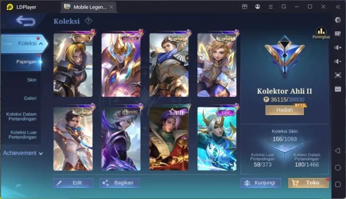 Hero 120|Skin 166|CC Natalia,Lucky Estes,Spongebob Cyc,Light Alucard,Saber Freya,Naruto Vale,etc|Check SS|ML1550B