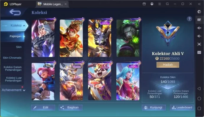 Hero 111|Skin 140|Anniv Akai,Venom Grock,Saber Rafaela,Blazing Claude,Dtamer Lancelot,Mythic Clint,etc|Check SS|ML1551B