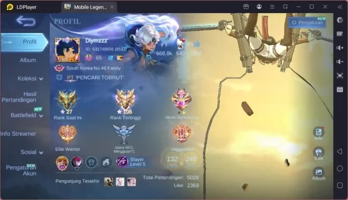 Hero 132|Skin 248|Recall epic|AoT Fanny,Transform Roger,Prime Granger,Kof Karina,Annual Haya,Lucky Kagura,etc|Check SS|ML1556B