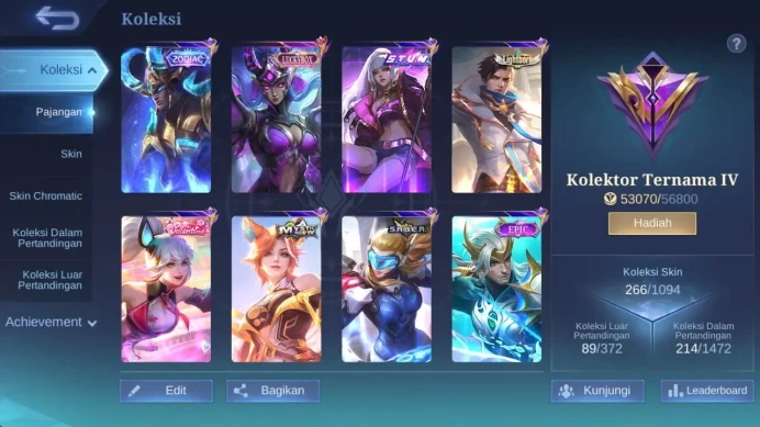 Global, Renow, skin 266,hero 132, LB karina,valen fanny,zodiac badang,M6 claude,Lborn granger,Christ Eudora,Create nata,ML1568B