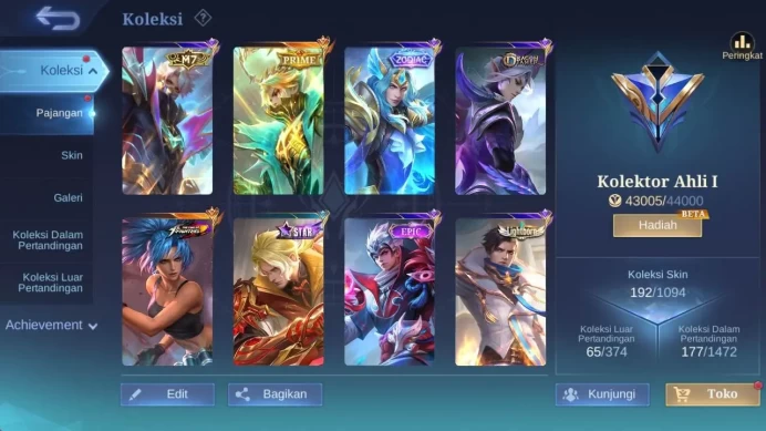 Global| exprt| skin 195,hero 132, Prime GR,Saiya badang,Dtamer Kimmy,Dtamer Ling,christ zilong,msc claud,MPL {kadit,Wan2}ML1570B