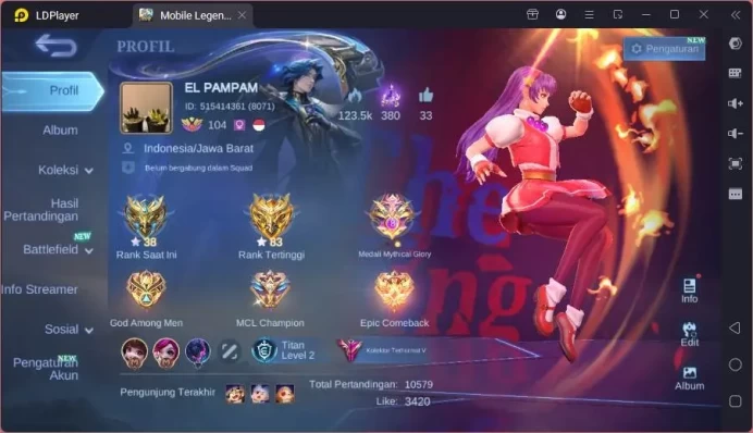 GLOBAL|Hero 131|Skin 342|Kof Guinevere+Karina,Prime Granger,3 Luckybox+Collector,Epic Alice,etc|Exalted CC|Check SS|ML1594B