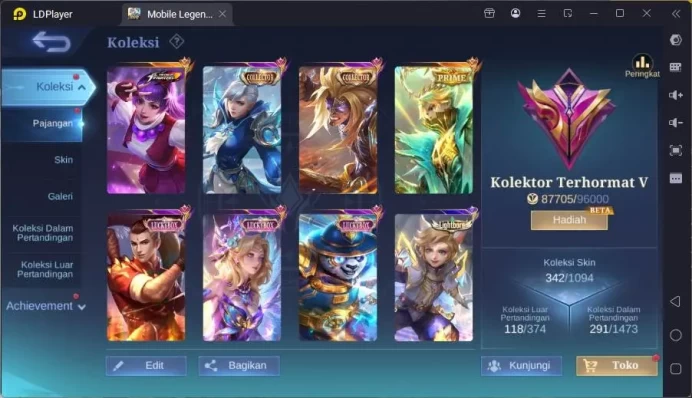 GLOBAL|Hero 131|Skin 342|Kof Guinevere+Karina,Prime Granger,3 Luckybox+Collector,Epic Alice,etc|Exalted CC|Check SS|ML1594B