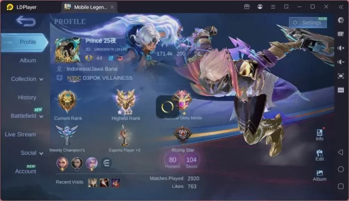 GLOBAL|Hero 80|Skin 104|Recall Epic|Mystic Lesley+Julian,M7 Granger,SS Badang,DT Valir+Masha,etc|Seaoned CC|Check SS|ML1595B